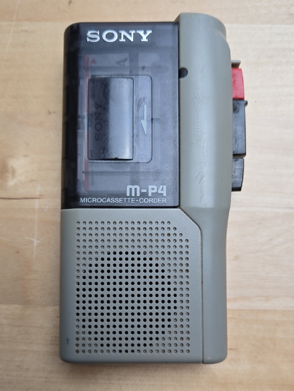 Vintage 80s Sony M-P4 Microcassette Recorder in Gray and Black